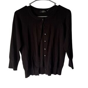 Y2k Styled Black Cardigan Medium 3/4 Sleeves Knit Coquette Preppy Gilmore Girls